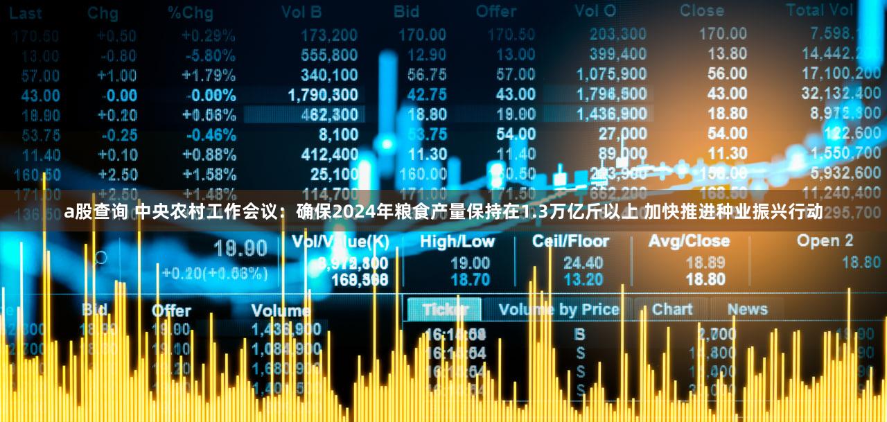 a股查询 中央农村工作会议：确保2024年粮食产量保持在1.3万亿斤以上 加快推进种业振兴行动