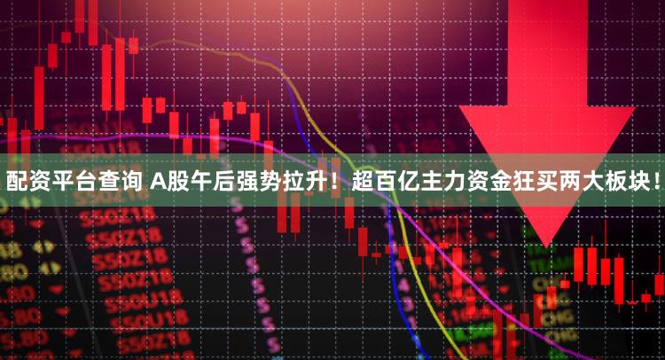 配资平台查询 A股午后强势拉升！超百亿主力资金狂买两大板块！
