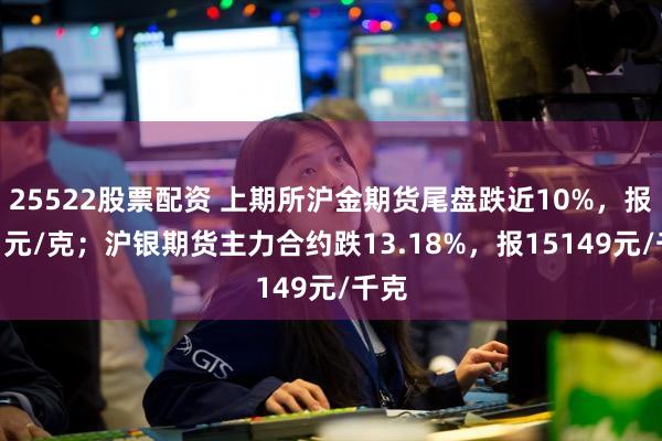 25522股票配资 上期所沪金期货尾盘跌近10%，报931元/克；沪银期货主力合约跌13.18%，报15149元/千克